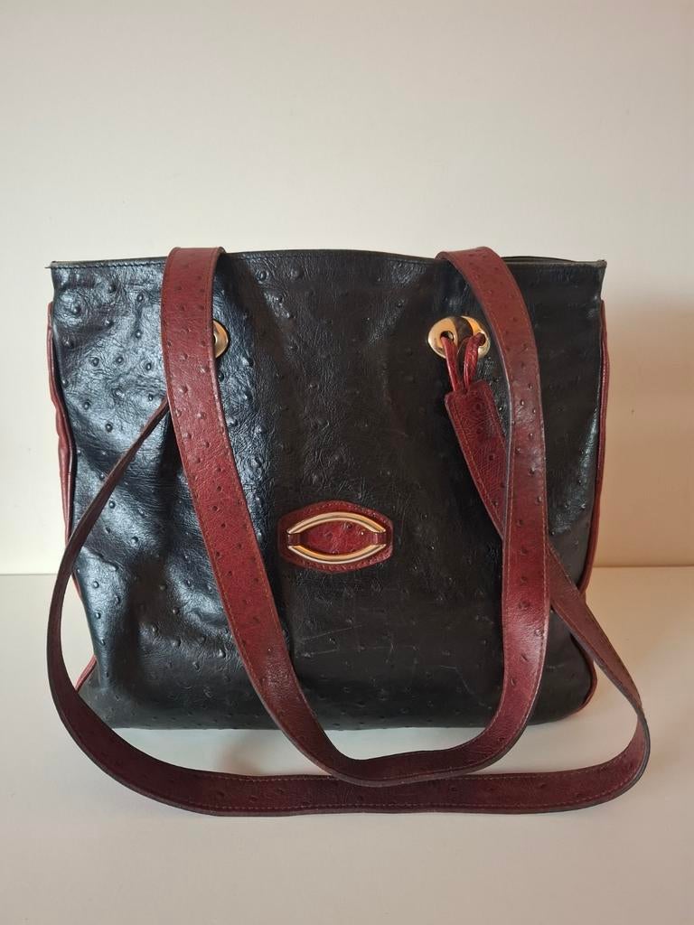 Schoudertas Sabatier in donkerblauw met bordeaux, Ophalen of Verzenden, Blauw, Schoudertasje