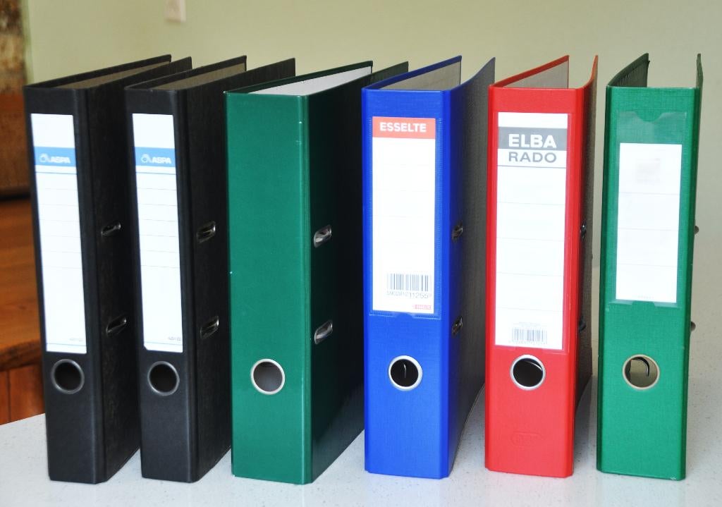 6  Ordners  -  z.g.a.n.  -  verschillende afmetingen., Diversen, Bureau-accessoires, Zo goed als nieuw, Ophalen of Verzenden