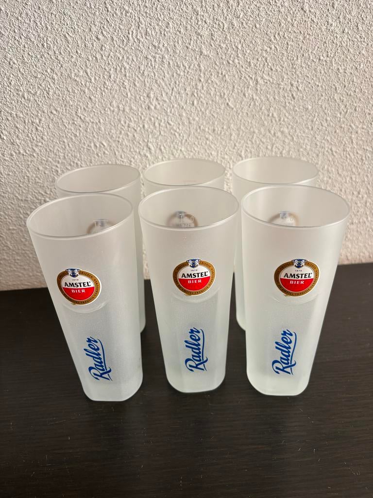 Set van 6 Amstel Radler bierglazen - Gebruikt, Ophalen, Glas of Glazen, Gebruikt, Glas
