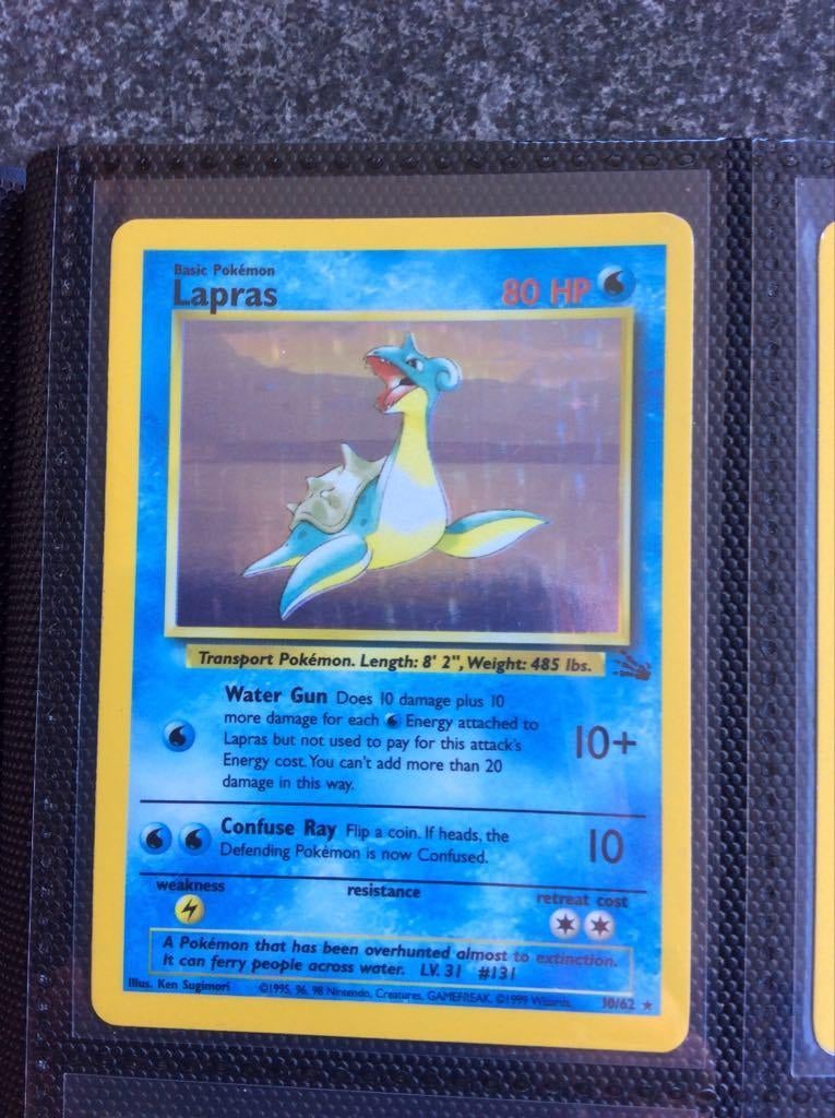 Lapras Base set Fossil Pokémonkaart, Ophalen of Verzenden, Zo goed als nieuw, Losse kaart, Foil