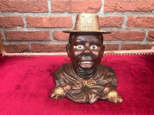 gietijzeren beeld/ houder, man met strohoed, Ophalen of Verzenden