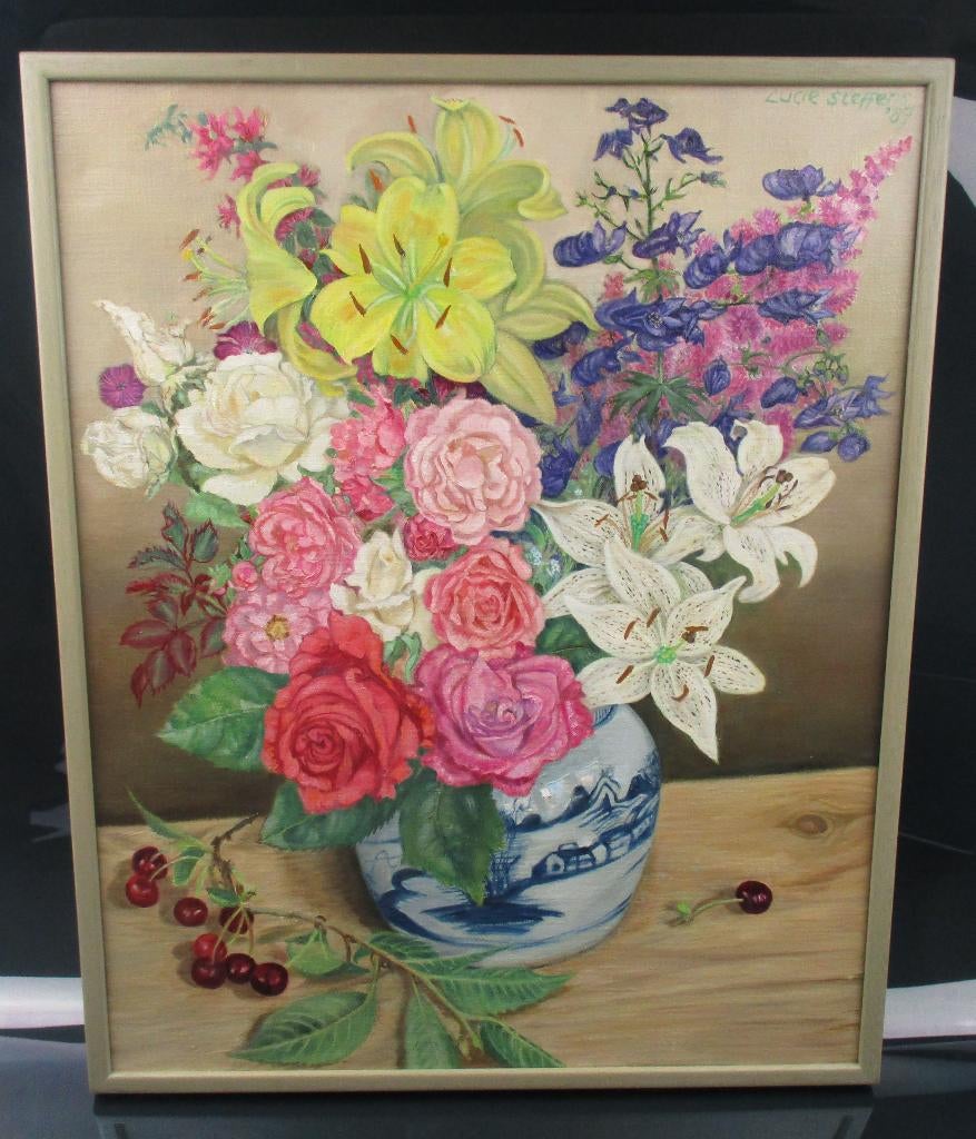 Schilderij Bloemen stilleven Lucie Steffens 87, Ophalen of Verzenden