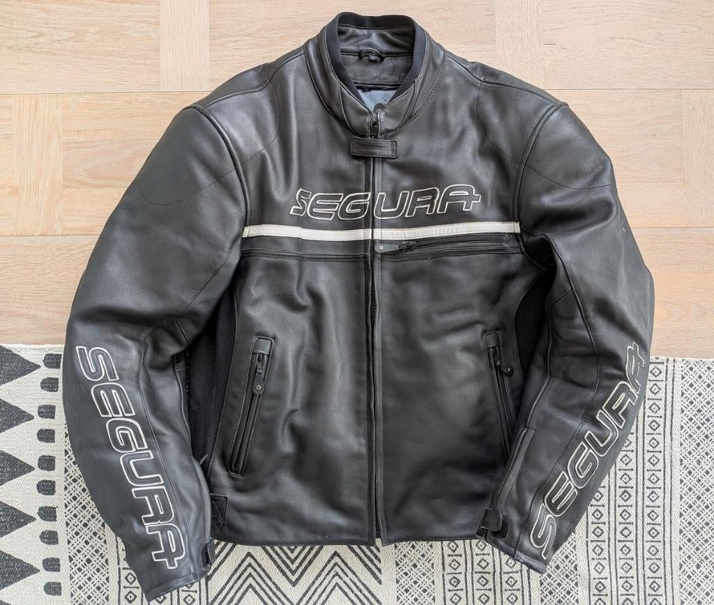 Segura zwarte lederen motorjas heren - Maat XL, Heren, Jas | leer, Ophalen of Verzenden, Segura