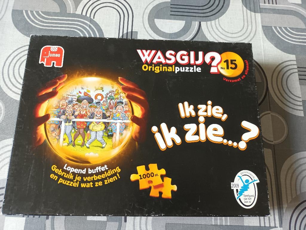 WASGIJ 15 LOPEND BUFFET     1000 STUKJES, Ophalen of Verzenden, 500 t/m 1500 stukjes, Gebruikt, Legpuzzel