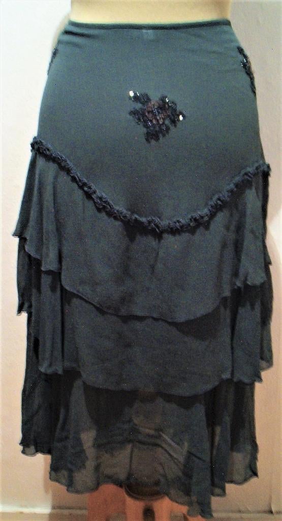 Aparte 100% silk bewerkte rok van Ganesha Ibiza! L, Maat 38/40 (M), Verzenden, Zo goed als nieuw, Onder de knie