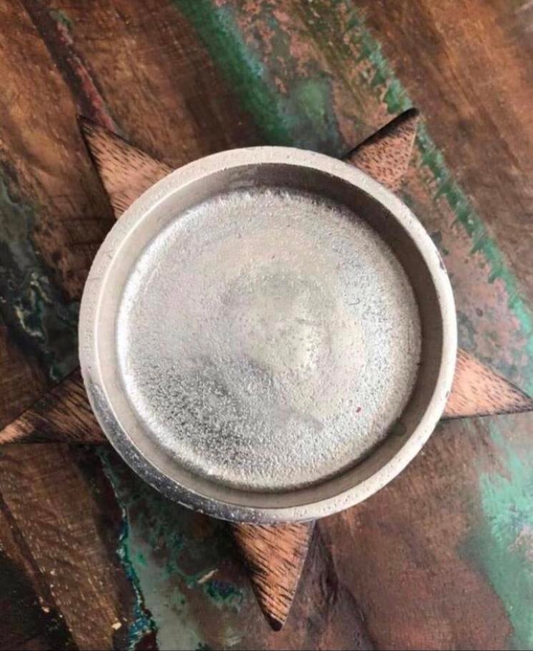 PTMD kandelaar hout ster vorm rvs zgan, Ophalen of Verzenden, Zo goed als nieuw, Hout