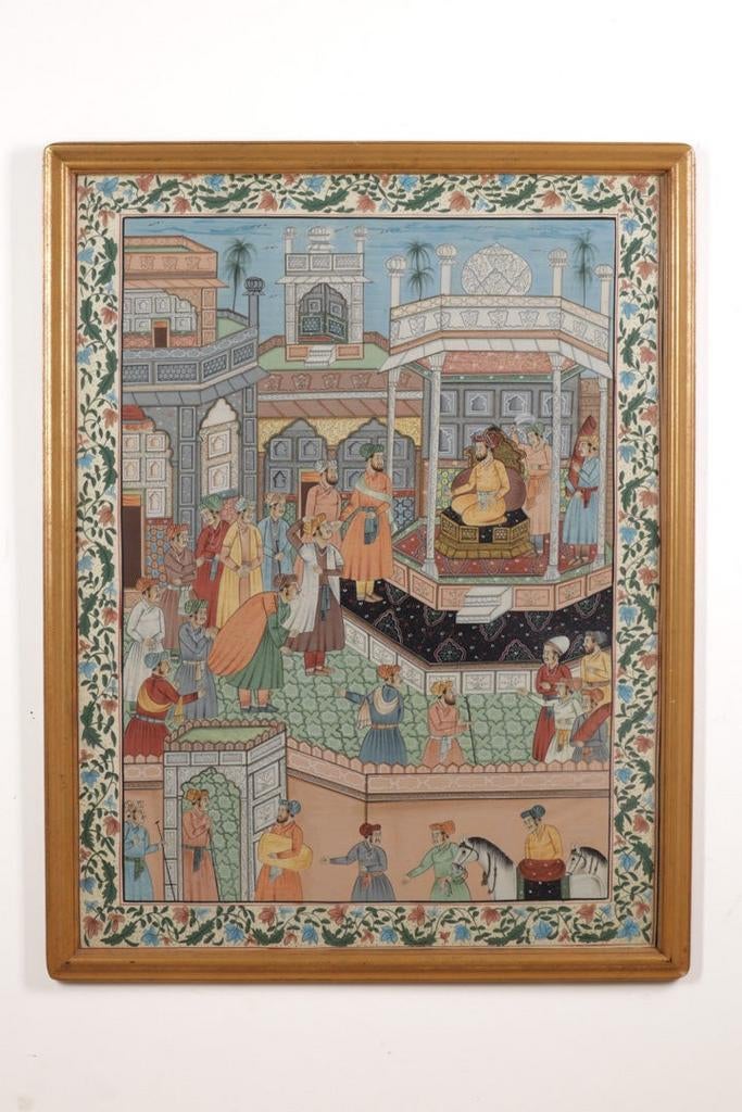 Mughal Empire Court Scene zeide silk, Ophalen
