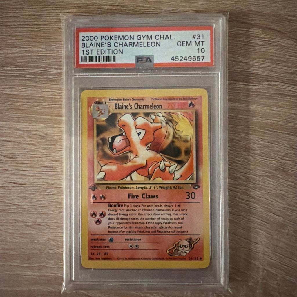 2000 Pokémon Gym Challenge Blaine's Charmeleon PSA 10 GEM MT, Ophalen of Verzenden, Nieuw, Losse kaart