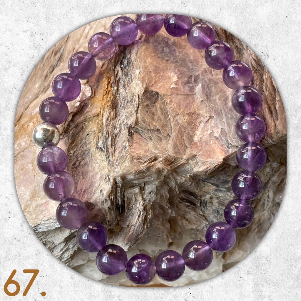 🦋MJB Armband nr: 67 Amethist halfedelsteen 19 cm, Overige materialen, Paars, Nieuw, Ophalen of Verzenden
