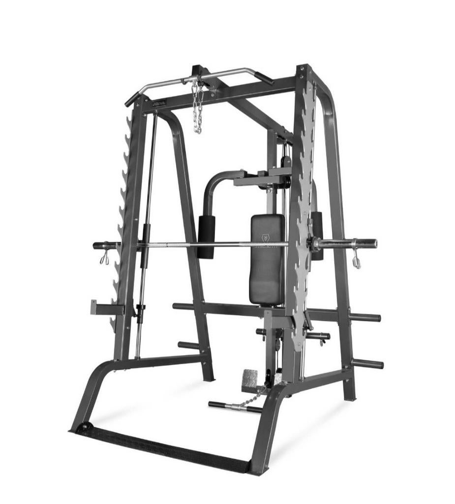 Titanium strenght, smith machine met 110kg aan gewichten., Ophalen, Benen, Krachtstation, Zo goed als nieuw