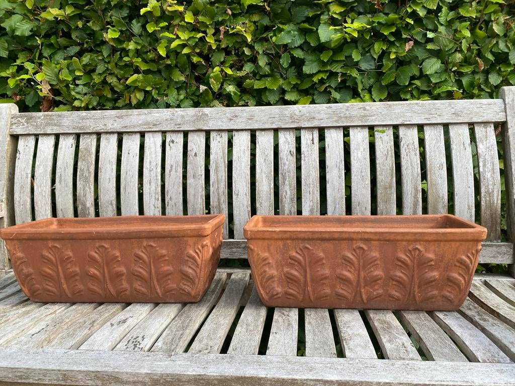 Plantenbak, terracotta balkonbak, Tuin en Terras, Ophalen, Steen, Minder dan 30 cm, Minder dan 60 cm