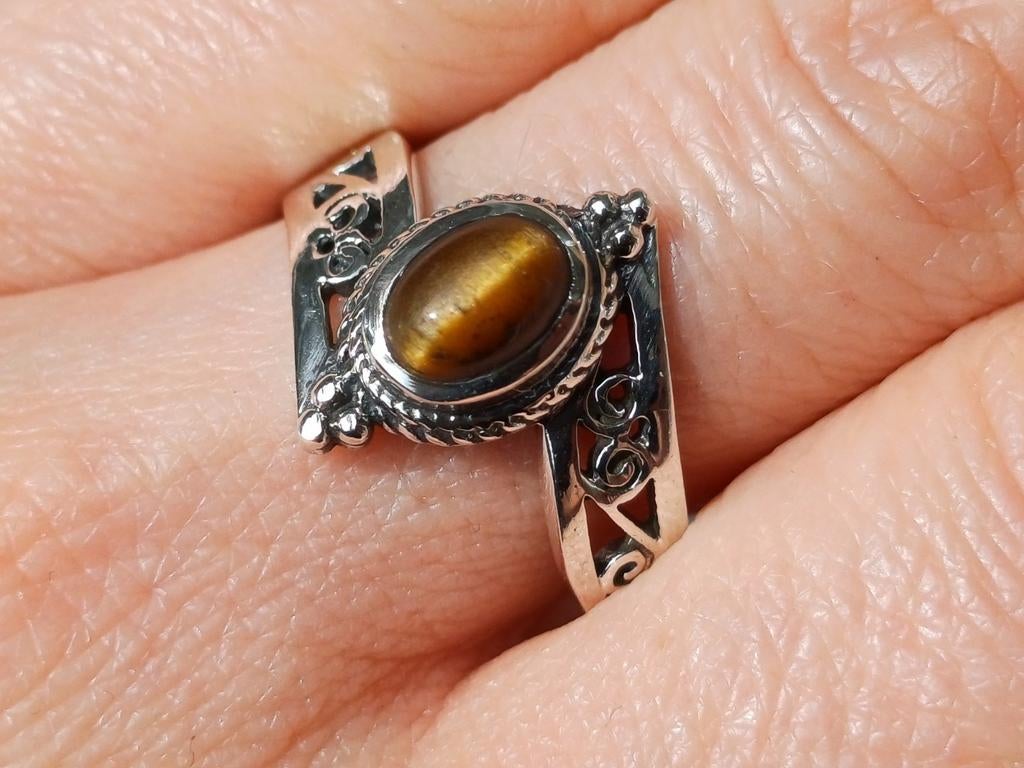 Vanoli 925 zilveren ring met tijgeroog maat 19,5, Daiva1973@hotmail.com, Vanoli, Overige kleuren, 19 tot 20