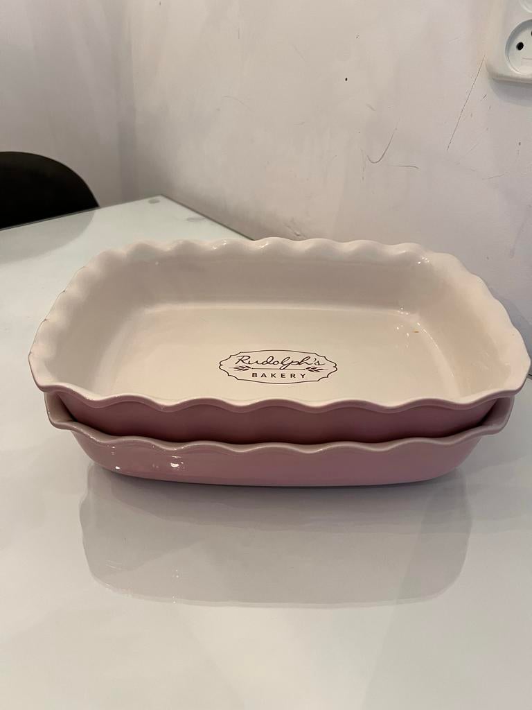 Rudolph's Bakery ovenschalen (2 stuks), Overige typen, Ophalen of Verzenden, Zo goed als nieuw, Roze