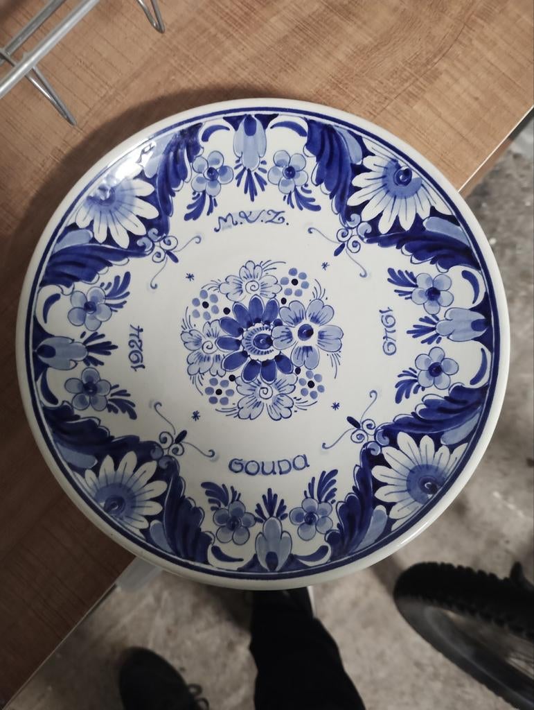 Delfts Blauw Gedenkbord Gouda 1924-1949 Schoonhoven, Ophalen of Verzenden