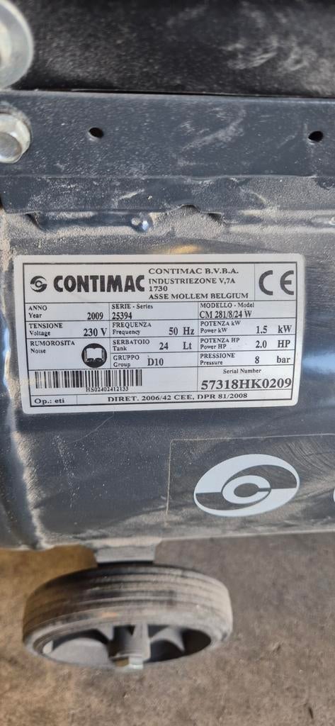 Contimac Compressor CM 2818/24 W - 24L, 8 bar, Gebruikt, 6 tot 10 bar, Ophalen of Verzenden, 25 tot 100 liter