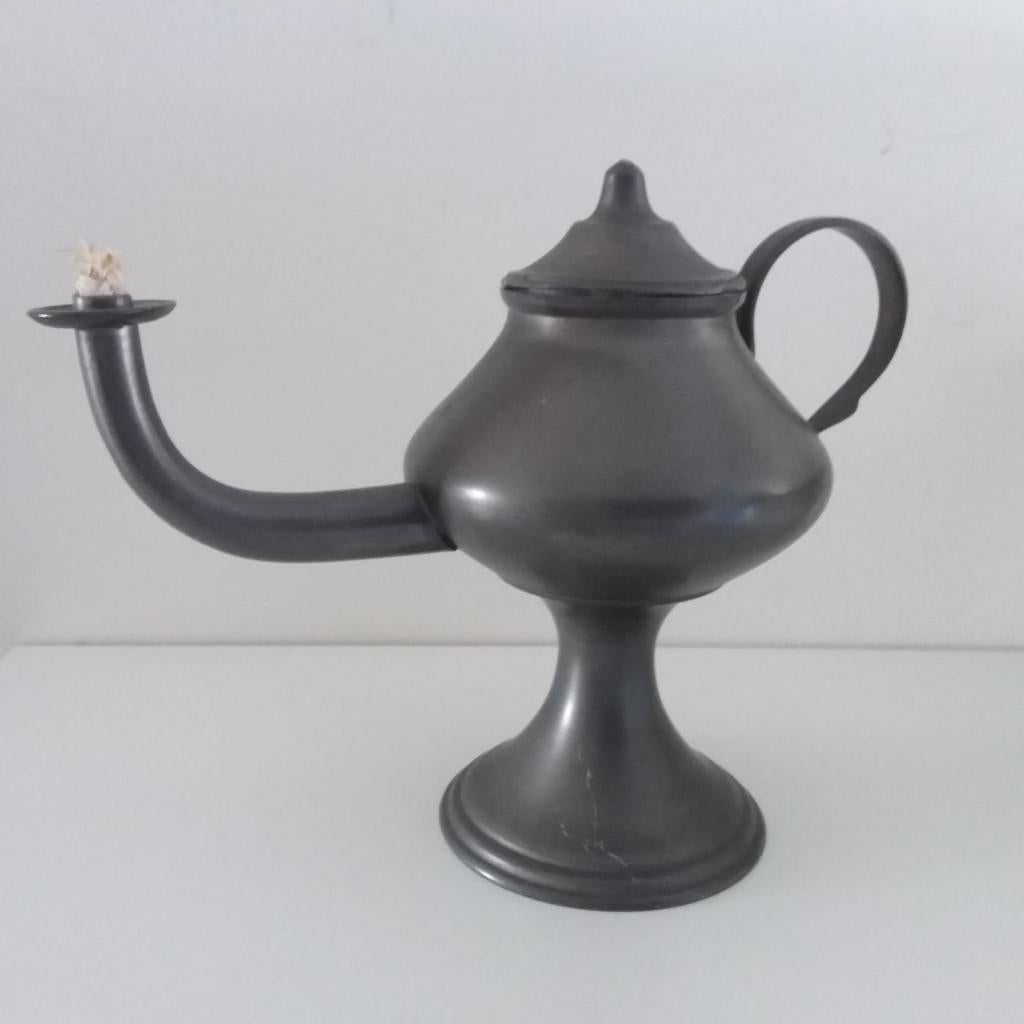Tinnen olielampje, Antiek en Kunst, Antiek | Tin, Ophalen of Verzenden