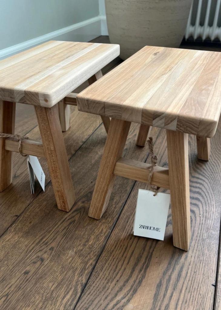 nieuw ZARA HOME houten krukje tafeltje bijzettafeltje bankje, Ophalen of Verzenden, Nieuw, Hout