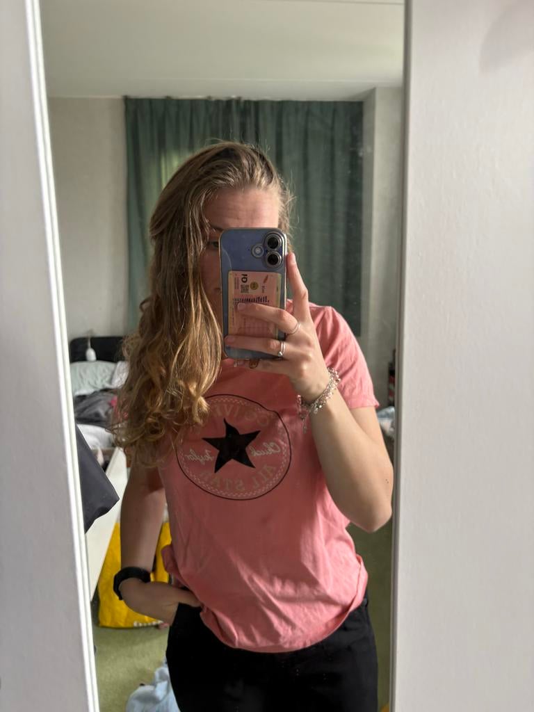 Roze Converse T-shirt Maat M, Kleding | Dames, T-shirts, Gedragen, Maat 38/40 (M), Roze, Korte mouw, Verzenden