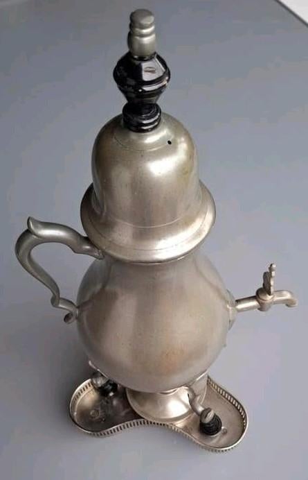 Antieke tinnen thee/koffieketel met brander - Metawa Holland, Antiek en Kunst, Ophalen of Verzenden