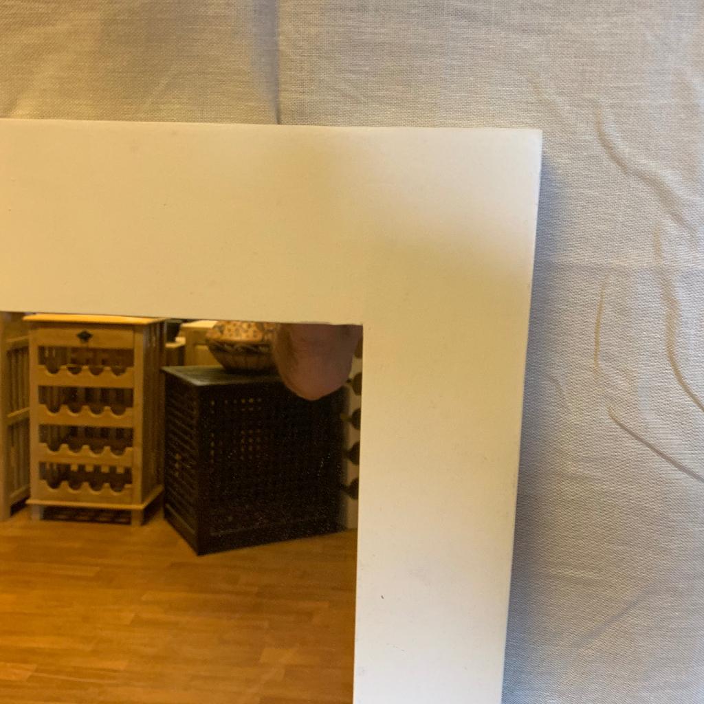 Spiegel - 110 x 45 cm - houten white wash lijst - TTM Wonen, TTM Wonen, Meubels – (Perzische) Tapijten en Woonaccessoires, Minder dan 50 cm