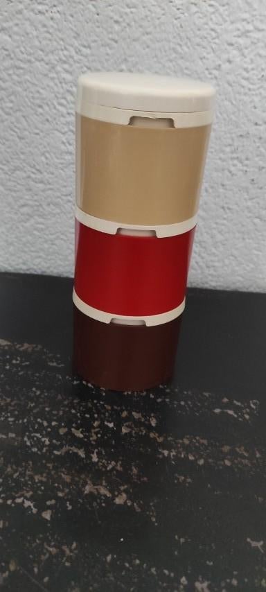 Vintage kruidentoren Tupperware 3 bakjes, Ophalen of Verzenden, Gebruikt, Bruin, Overige typen
