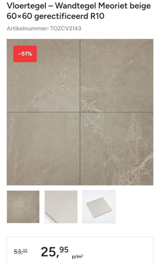 Prachtige R10 Vloer-/wandtegels Meoriet Beige 60x60!, Doe-het-zelf en Verbouw, Ophalen, 60 cm of meer, Nieuw, Minder dan 5 m²