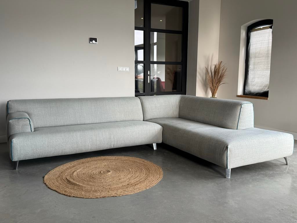 Leolux Oscar Bank - Zacht Mintgroen - Brandschoon! 290 x 220, Leolux oscar, 250 tot 300 cm, Leolux oscar, Hoekbank