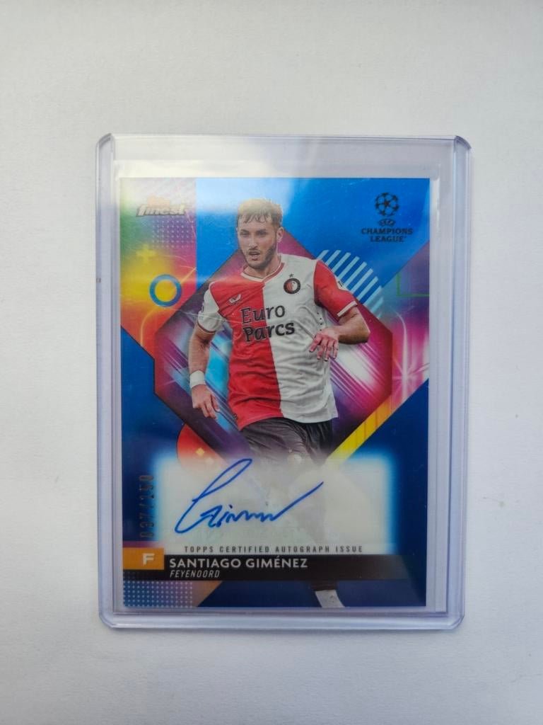 Santiago Giménez Topps Finest Autograph Kaart 037/150, Ophalen of Verzenden, Nieuw, Feyenoord, Poster, Plaatje of Sticker