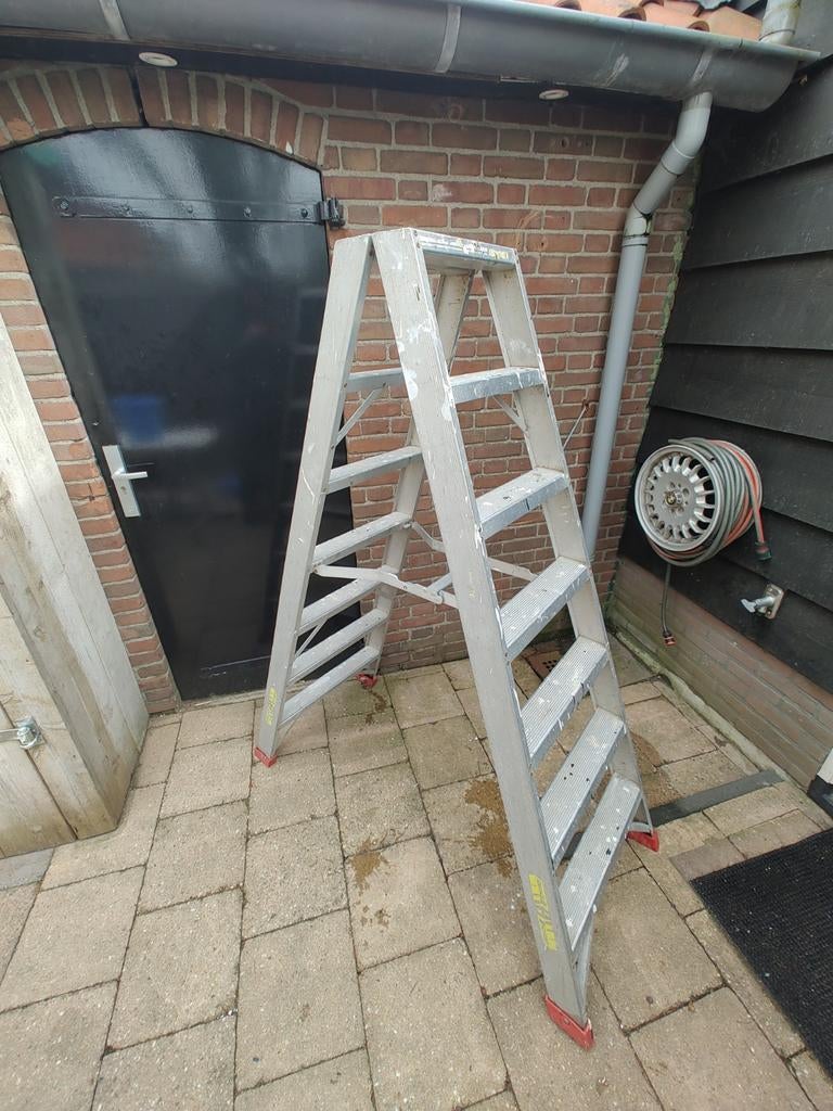 Dirks dubbel oploopbare trap 7 treeds, ruilen, Ophalen, Gebruikt, Trap, Opvouwbaar of Inschuifbaar