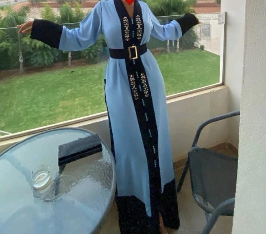 Elegante Caftan met Riem - Maat S t/m L, Maat 38/40 (M), Blauw, Ophalen of Verzenden, Onder de knie