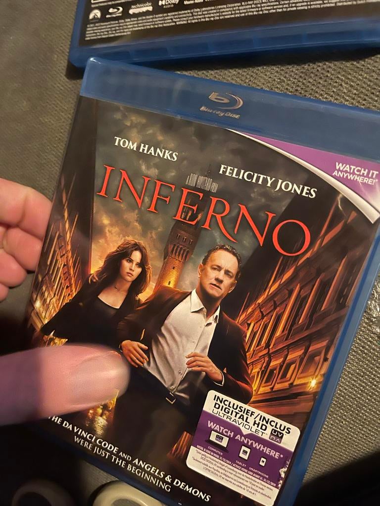 Inferno Blu-ray met Tom Hanks en Felicity Jones, Ophalen of Verzenden, Gebruikt, Thrillers en Misdaad