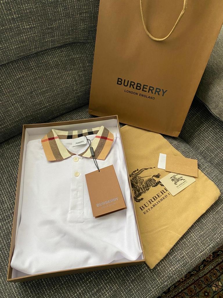 Burberry Polo Wit Maat M Nieuw met Kaartjes en Doos, Ophalen of Verzenden, Nieuw, Maat 48/50 (M), Wit