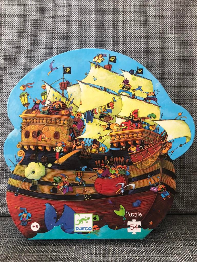 Djeco puzzel piratenschip, Ophalen, Meer dan 50 stukjes, Zo goed als nieuw, 4 tot 6 jaar