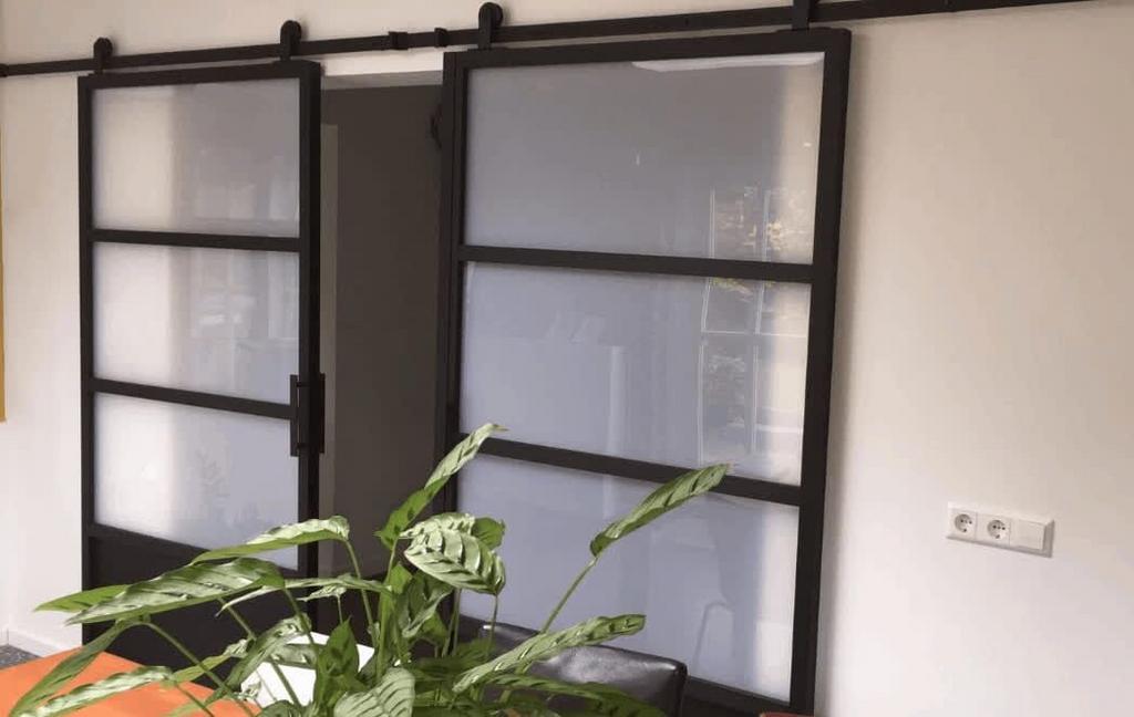 matglas industriele deur barndeur schuifdeur staal hout melk, Ophalen, -, -, Nieuw