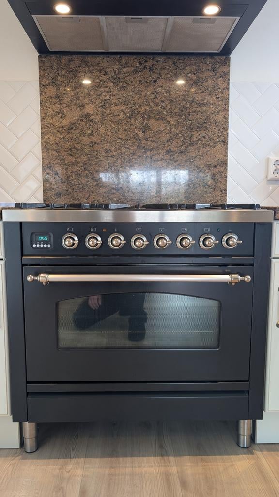 Boretti 6-pits gasfornuis 90cm met oven en accessoires, Ophalen, Gebruikt, 60 cm of meer, Gas