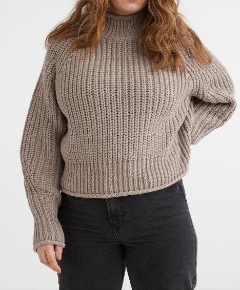 H&M gebreide wollen oversized taupe boxy trui coltrui maat S, H&M, Beige, Nieuw, Ophalen of Verzenden