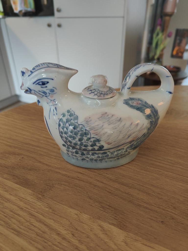 Thee kan kip Chinees blauw Pasen tafel, Ophalen of Verzenden