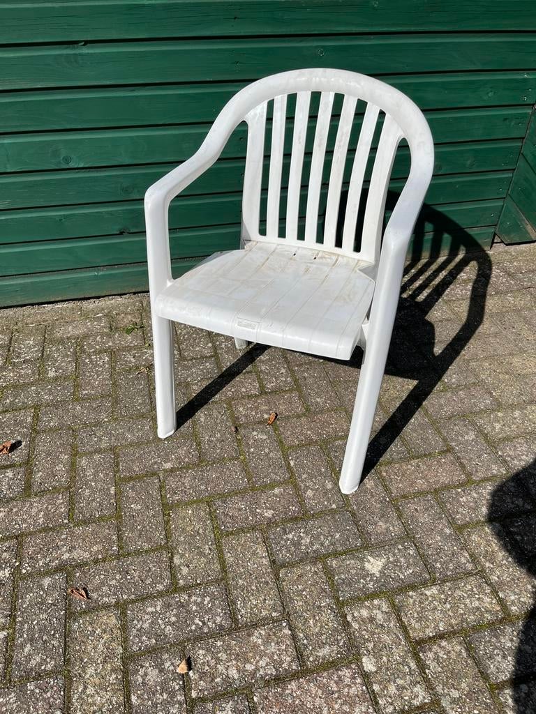 Tuinstoel 1 stuks kleur wit Merk Grosfillex, Tuin en Terras, Ophalen of Verzenden, Gebruikt, Kunststof