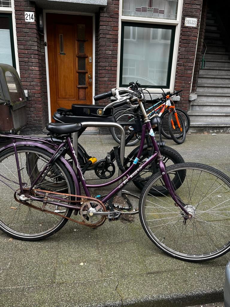 Paarse stadsfiets, Gebruikt, Versnellingen, 61 tot 65 cm, Ophalen