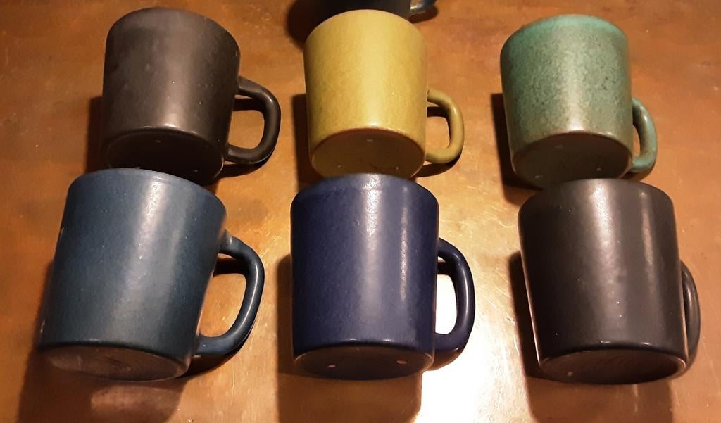 Vintage jaren 70 keramiek koffiemokken, Antiek en Kunst, Antiek | Keramiek en Aardewerk, Ophalen of Verzenden