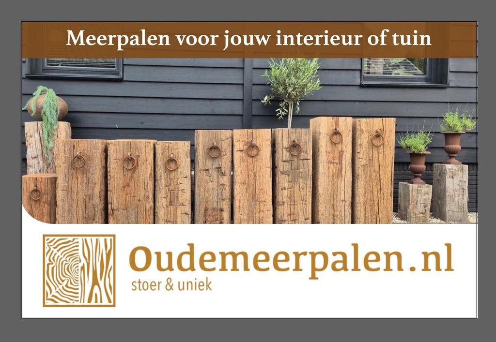 Grote voorraad Meerpalen voor tuin en terras., Ophalen, Gebruikt