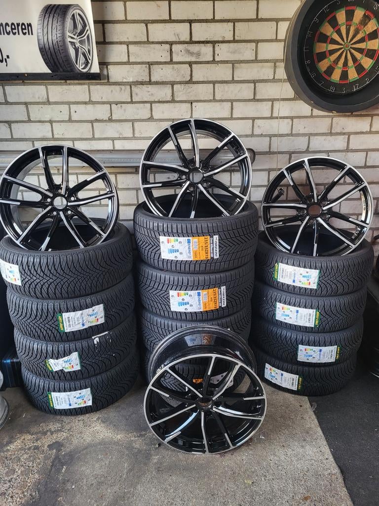 5x112 19inch brooke velgen 8j zwart / chroom, Ophalen, 19 inch, Personenwagen