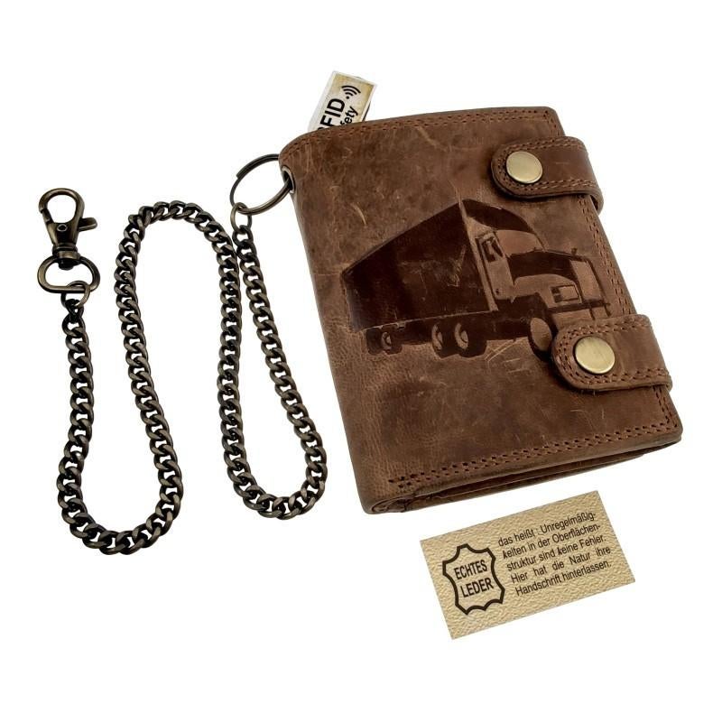 Biker Portemonnee Ketting Verticaal Buffelleder RFID Heren, Verzenden, Nieuw, Esde2, GPSR@esde2.eu