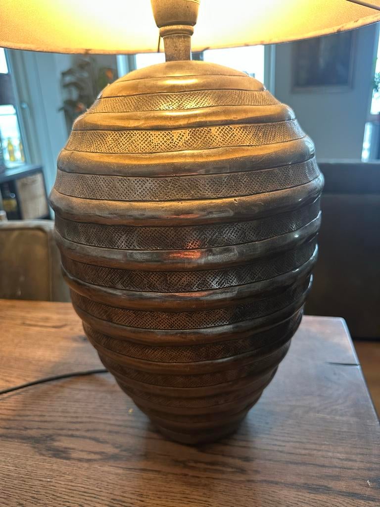 Prachtige schemerlamp met stoffen kap - 71 cm hoog, Huis en Inrichting, Ophalen, Gebruikt, Stof, 50 tot 75 cm