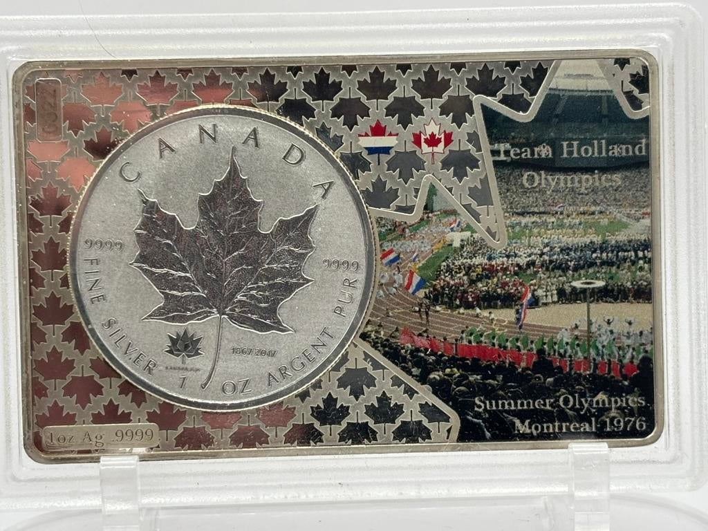 1oz Maple leaf reverse proof privy 150 years canada zilver, Postzegels en Munten, Edelmetalen en Baren, Ophalen of Verzenden, Zilver