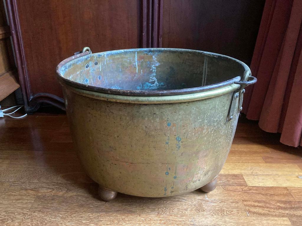 Grote zware koperen ketel met hengsel, diam. 55 cm, Antiek en Kunst, Antiek | Koper en Brons, Ophalen, Koper