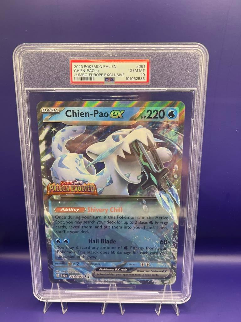 🌟(JUMBO CARD) Chien-Pao ex Pokémon kaart (PSA 10)‼️, Ophalen of Verzenden, Zo goed als nieuw, Losse kaart