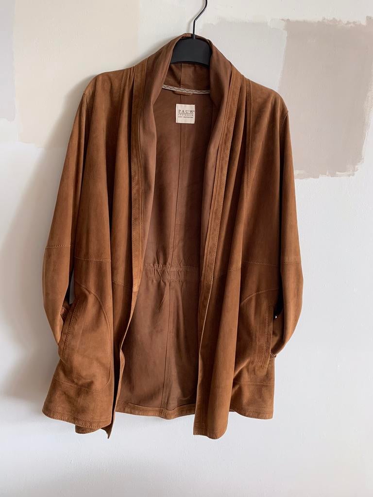 Suede jasje, kleur cognac, maat 1 small, Ophalen of Verzenden, Zo goed als nieuw, Maat 36 (S), Bruin