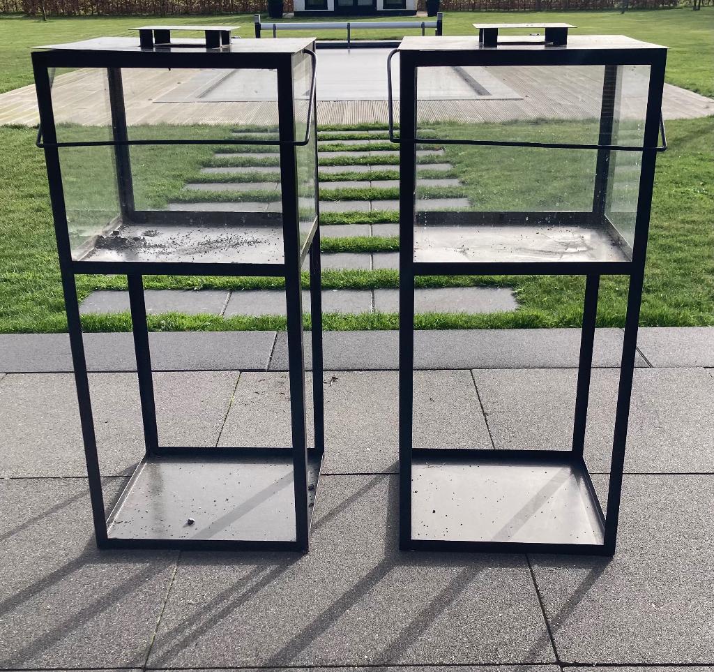 2x Lantaarn / Windlicht 38x38x84, Huis en Inrichting, Ophalen, Gebruikt