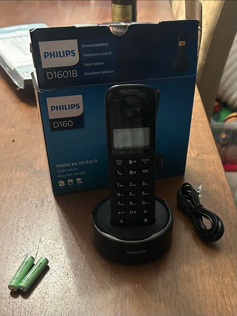 Philips D1601B Draadloze Telefoon - Zo goed als nieuw, Telecommunicatie, Vaste telefoons | Handsets en Draadloos, Ophalen of Verzenden